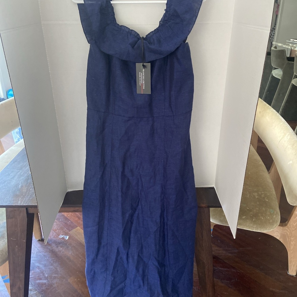 NWT Francesca Bettini Navy Linen Sun Dress